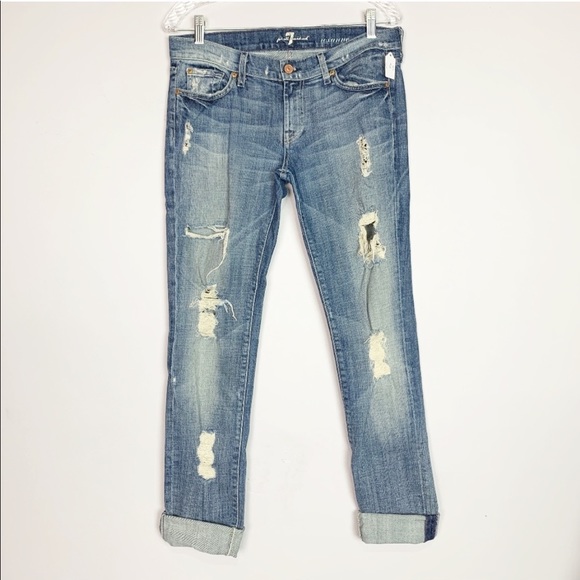 distressed cuffed skinny jeans